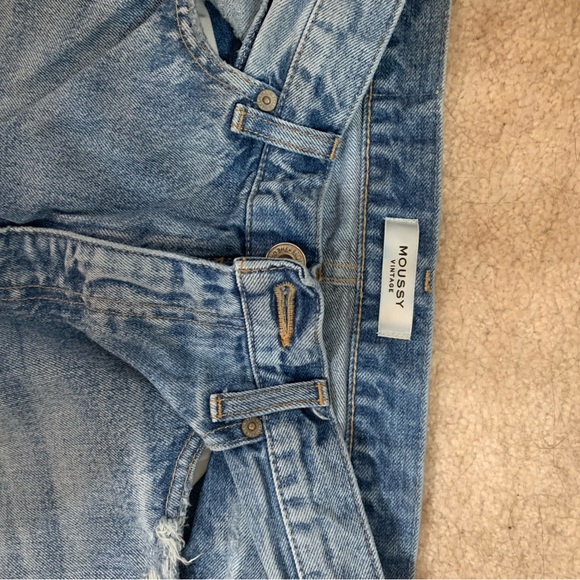 Moussy Womens Tapered Jeans Blue Distressed Medium Wash High Rise Denim Japan 26 - Picture 5 of 10